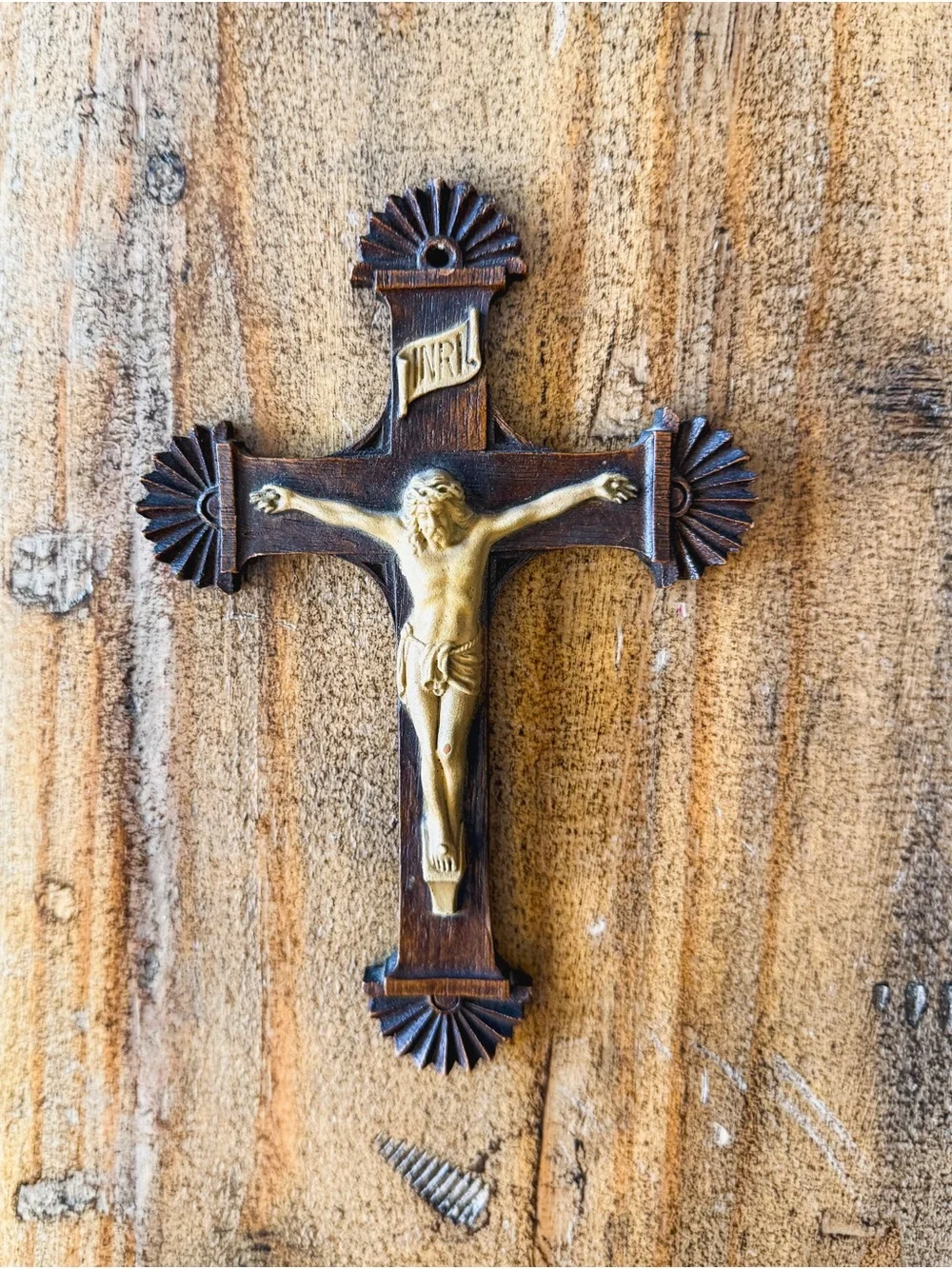 Bronze-Tone Crucifix Wall Cross - Religious Home Wall Decor